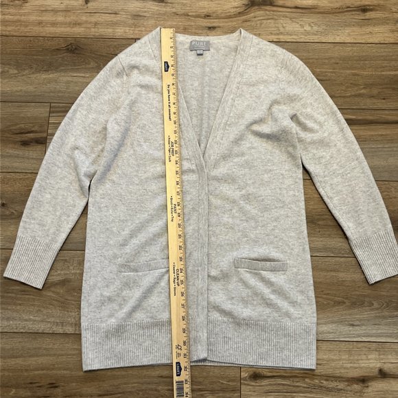 Pure Collection 100% Cashmere Cardigan Sweater SZ 8/10 Button Up V Neck Gray - Picture 4 of 10